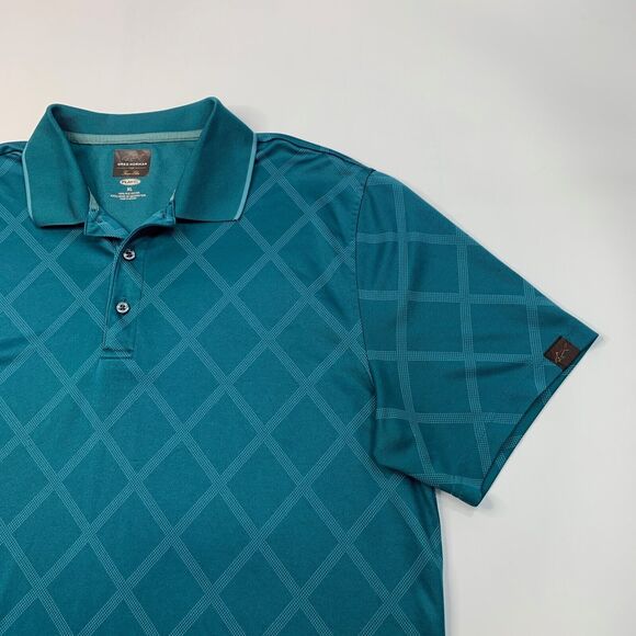 Greg Norman Polo Shirt Mens XL Glacier Green Tasso Elba Diamond Jacquard Golf - Picture 3 of 11